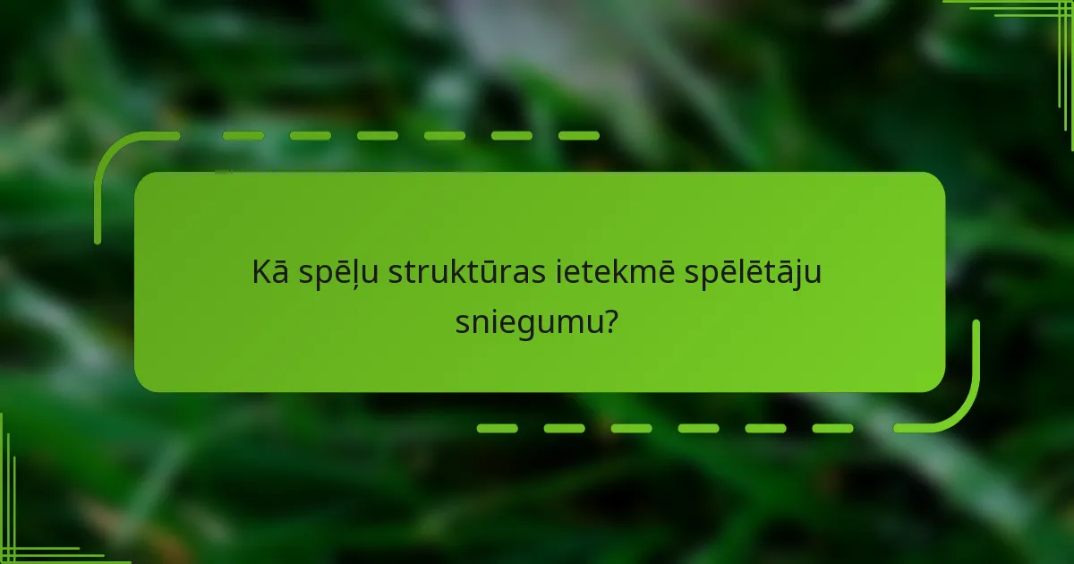 Kā spēļu struktūras ietekmē spēlētāju sniegumu?