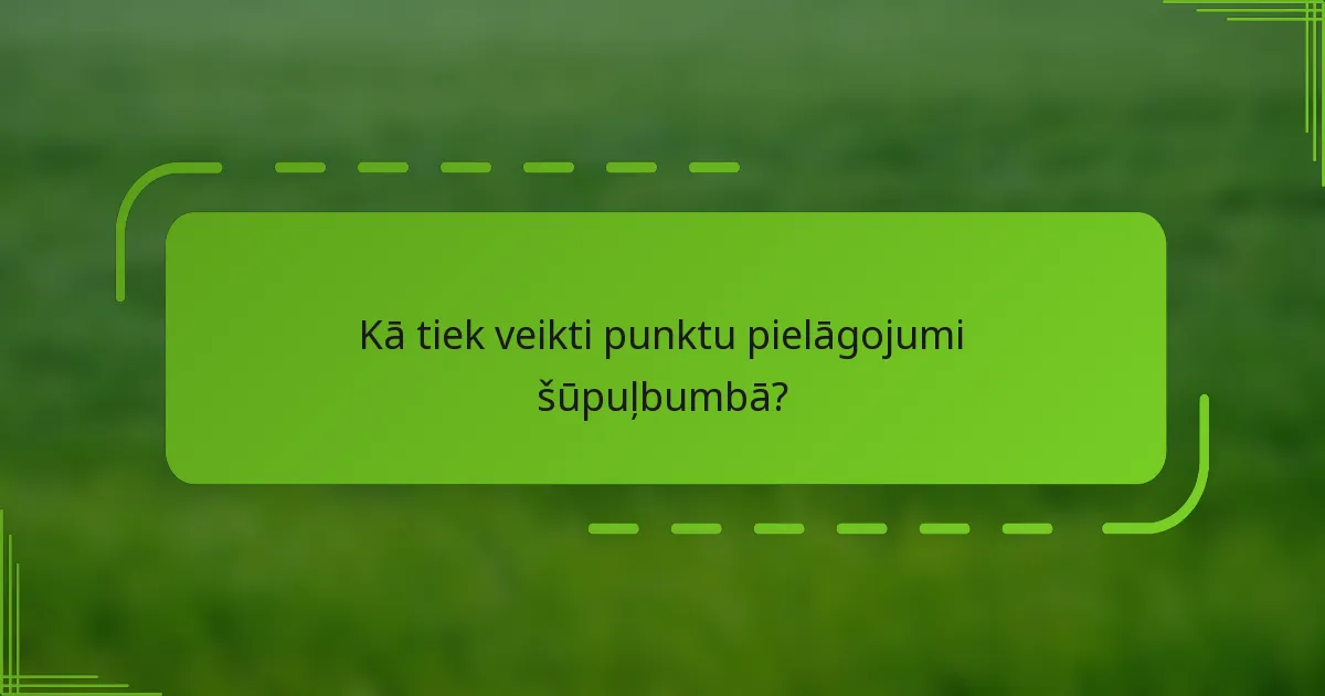 Kā tiek veikti punktu pielāgojumi šūpuļbumbā?