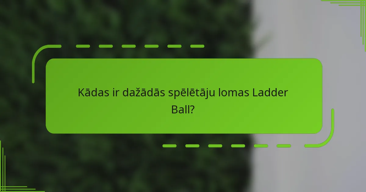 Kādas ir dažādās spēlētāju lomas Ladder Ball?