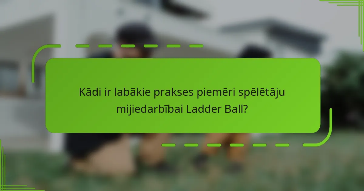 Kādi ir labākie prakses piemēri spēlētāju mijiedarbībai Ladder Ball?