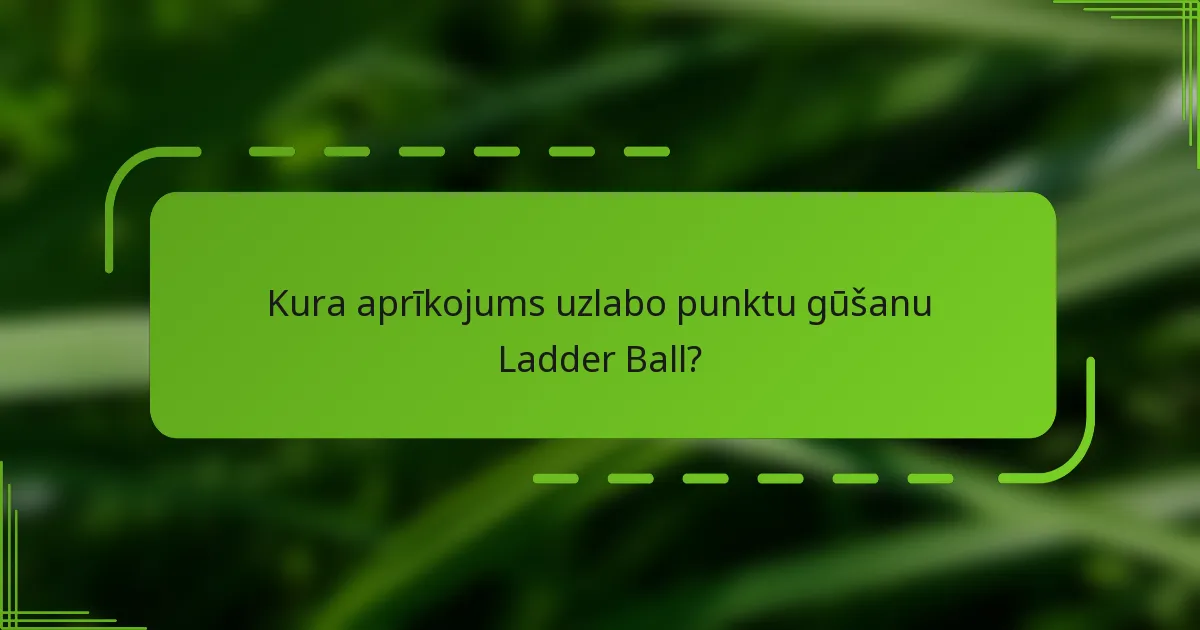 Kura aprīkojums uzlabo punktu gūšanu Ladder Ball?